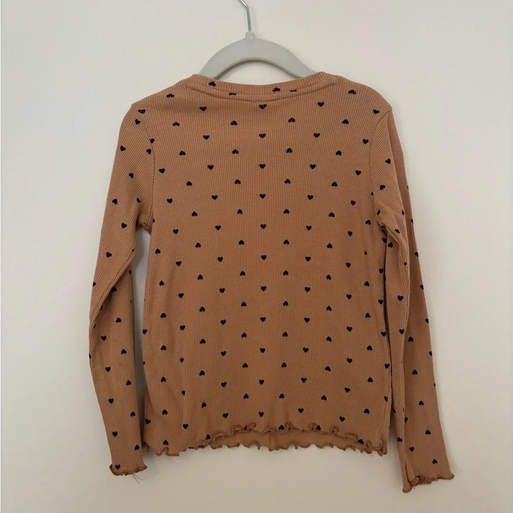 GAP Baby Ribbed Tan Heart Long Sleeve Top